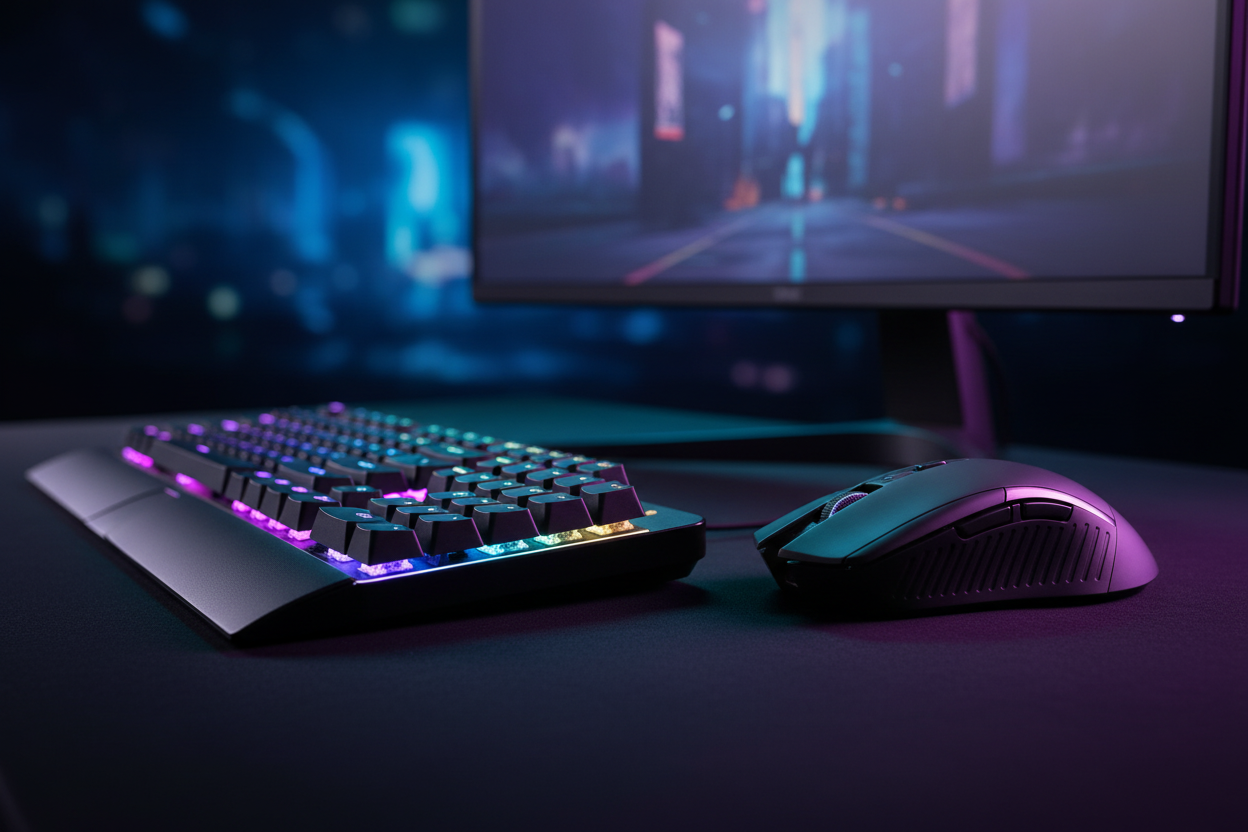 Bluetooth Gaming Keyboard & Mouse - Side Angle
