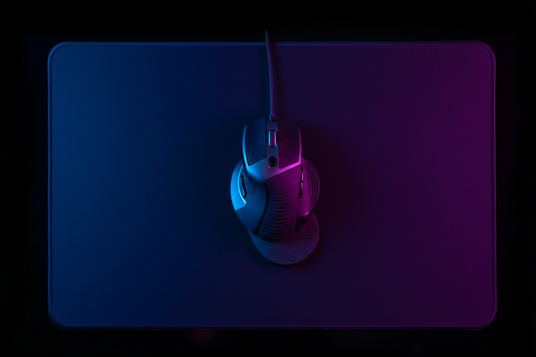 Ergonomic Vertical Mouse flat lay on a clean workspace