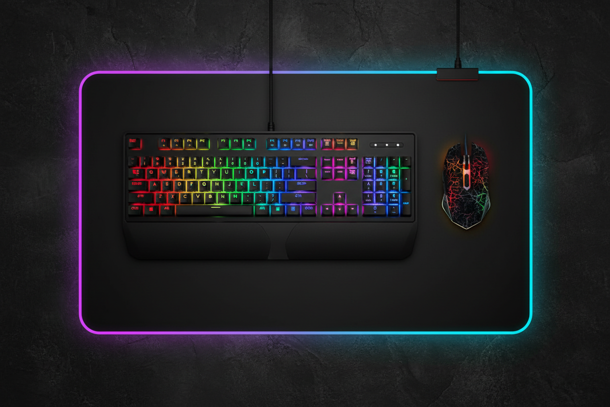 RGB Keyboard & Mouse - Flat Lay