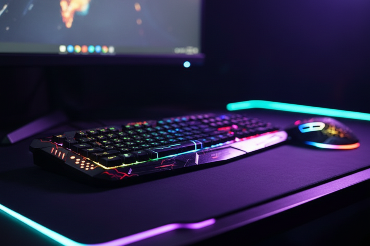 RGB Keyboard & Mouse - Side Angle
