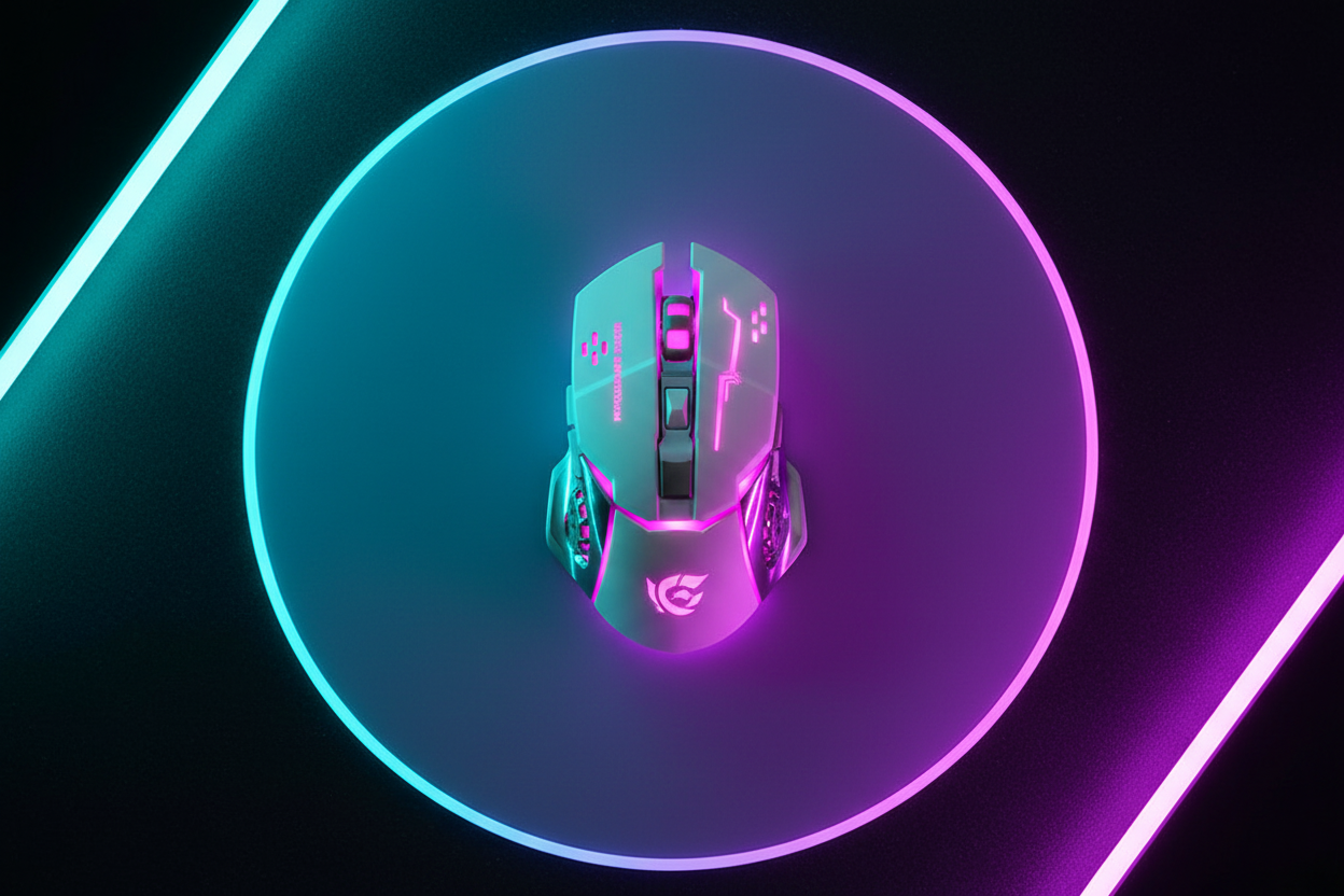 Silent Wireless Gaming Mouse - Flat Lay